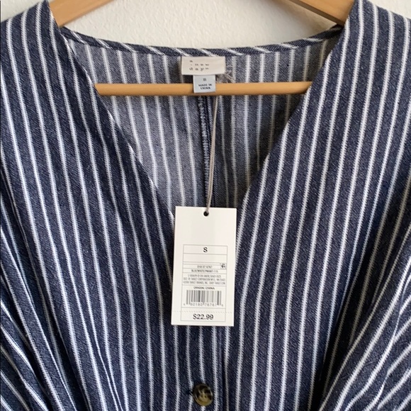 Short Sleeve Buttoned Tie Waist Top - A New Day - Picture 3 of 7